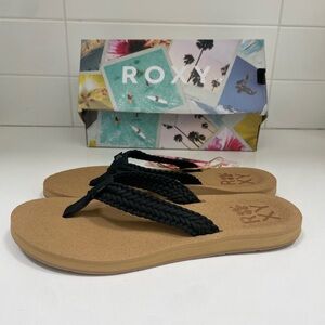 Roxy Black Braided Flip Flops